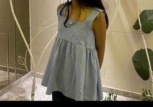 cutee blue sleeveless peplum top🧿