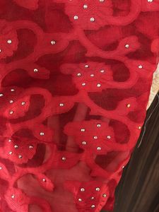 Red Stone Work Saree