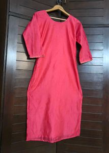 Women Festive Pink Zari Sequin Chanderi Silk Kurta