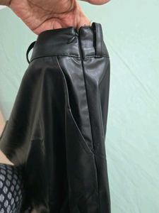 ZARA Faux Leather Circular Skirt