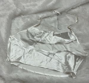 White Satin Party Wear Pinterest Halter Fall Neck