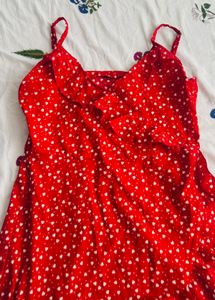 Red Heart Print Dress