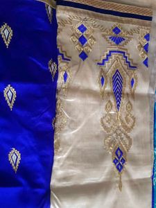 Elegant Blue Embroidered Fabric