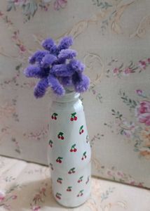 Cherry Vase with Purple Flowers