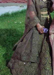 Modern Olive Color Lehenga - Once Worn, Very Good