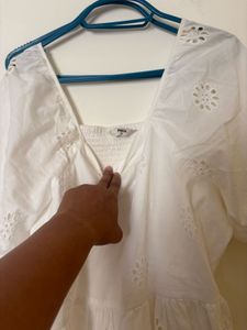 White Eyelet Detail Top