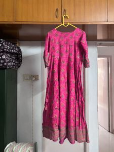 Pink Yoke Worked Anarkali Kurta