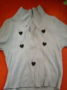 Heart Print Ribbed Top