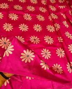 Pink Floral Print Saree