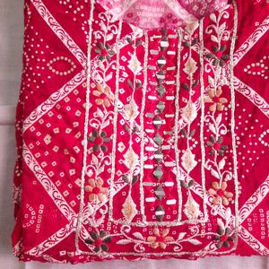 Red Embroidered Kurta