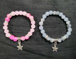 FREE SHIPPING....2 Starfish Charm Beaded Bracelets