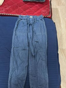 Denim Paperbag Waist Pants