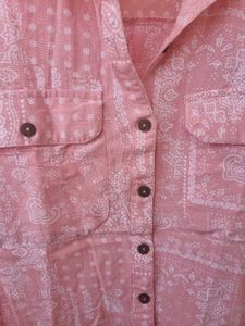 Pink Patterned Button-Up Shirt