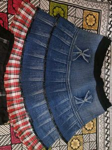 Ruffled Denim Mini Skirt