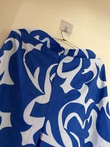 Blue Patterned Crop Top and trousers co ord set
