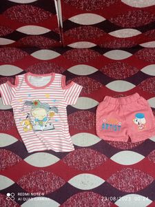 0-3 Months Baby Girl Tshirt And Short Pant