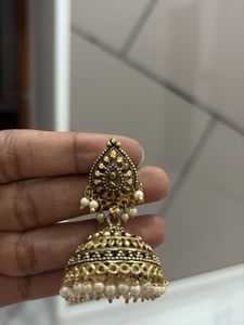 Big Golden butta Jhumka Earrings