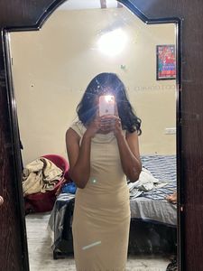 Elegant Beige Bodycon Dress