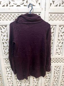 🎀Burgundy Cowl Neck Pullover Top E