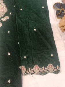 Elegant Green Velvet dress material