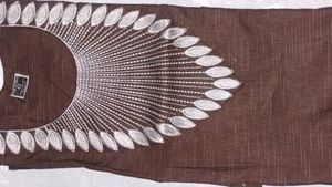 Brown Embroidered Kurta Set Without Use