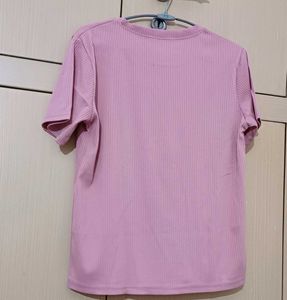 Pink Ribbed T-Shirt