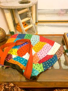 New, Unused, Simple Colourful Tote Bag With Zip Closure