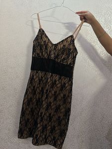 Pink And Black Mini Dress