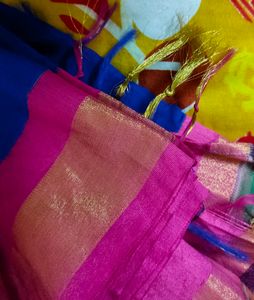 Blue With Pink Combination With Gold Colour