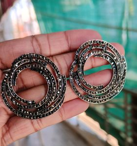 German Silver Black Polish Studds