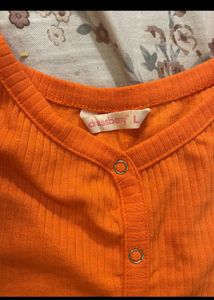 Orange Button-Front Top
