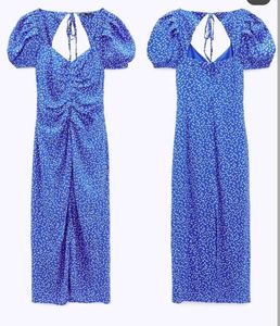Blue Polka Dot Midi Dress