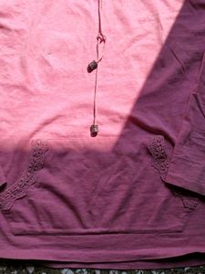 Pink Hoodie with Crochet Detail