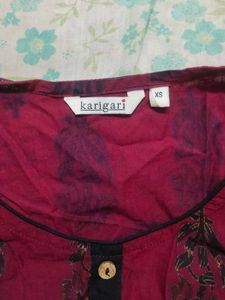 Maroon Printed Kurta