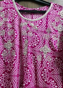 Excellent Rani Pink Cotton Anarkali
