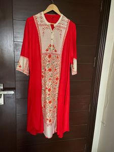 W Women’s Tomato Red Colour Kurta (18)xxxl
