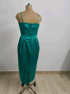 Emerald Satin Midi Dress