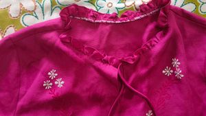 Pink Floral Embroidered Top