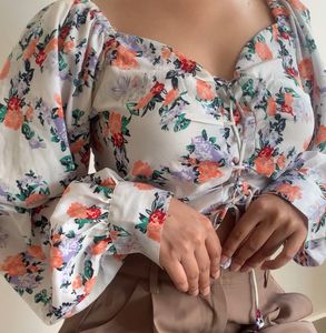 White Floral Top