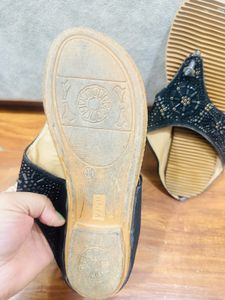 Embellished Black Flip Flops