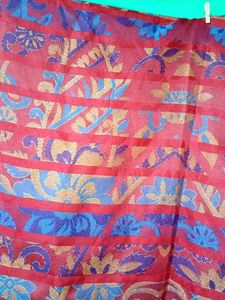 Red Patterned Scarf with Tassels