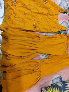 A Very Beautiful Mustard Sharara Set For Haldi