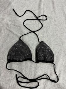 Sparkly Silver Bikini Top