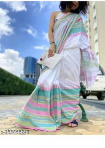 Begumpuri Khadi Cotton Saree Multicolour
