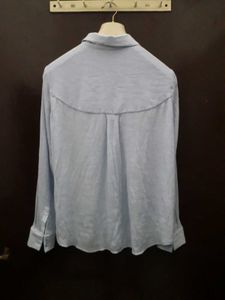 Zara Textured Light Blue Button-Down Shirt