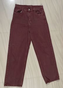 Brown High Waist Wide Leg Jeans