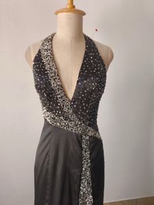 Elegant Black Halter Gown