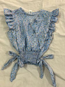 Floral Ruffle Sleeve Tie Top🎀