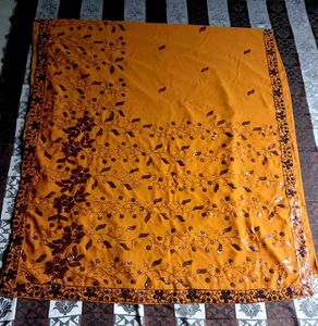Embroidered Mustard Yellow Fabric