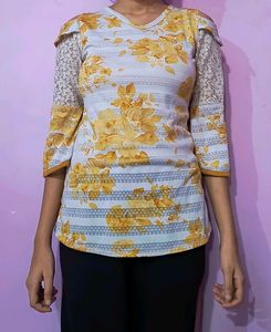 Yellow Cold Shoulder Top